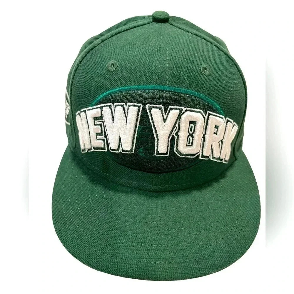 🍀 2/$22 NWT New Era New York Jets NFL Fitted Flat brimmed Green Hat size 7 1/8